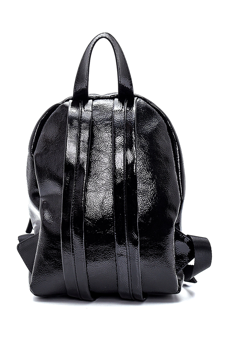 Women's Crinkled Patent Leather Backpack