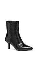 Geox Women Black D Kleopy B - Metal.Goat Zippered Patterned Thin Heeled Leather Boot | Derimod