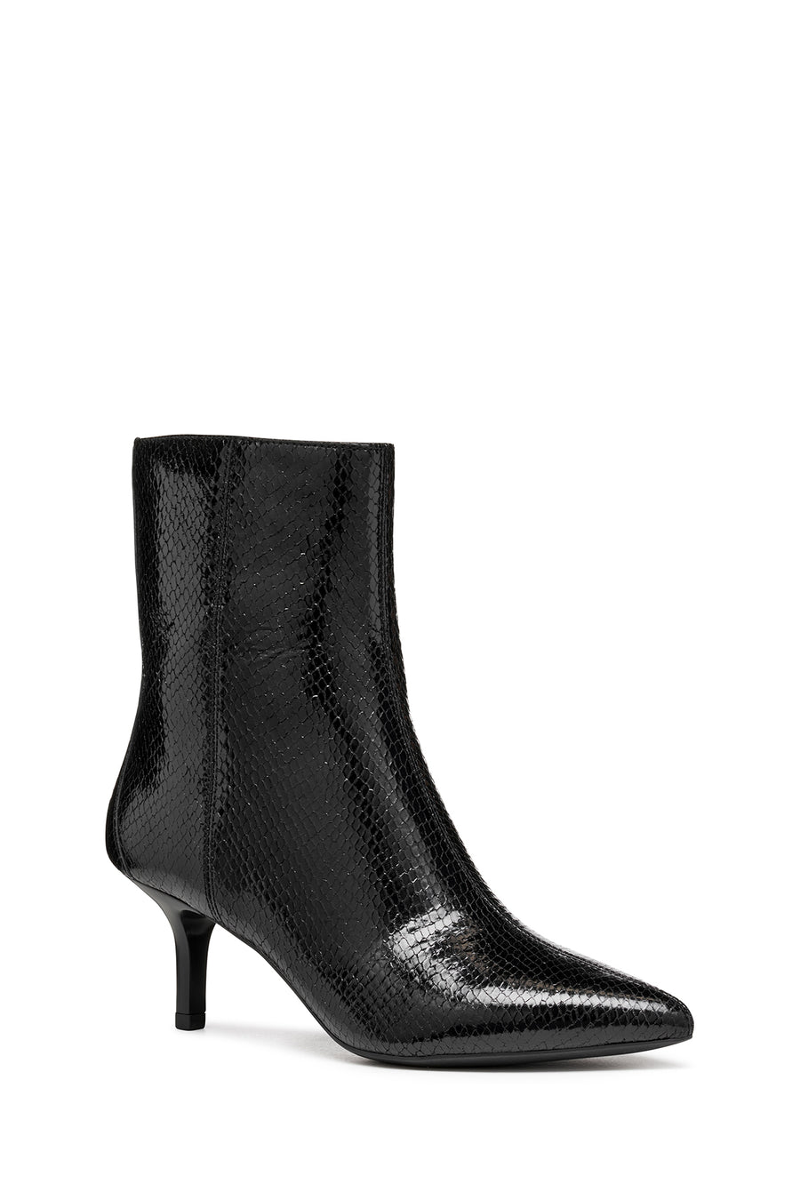 Geox Women Black D Kleopy B - Metal.Goat Zippered Patterned Thin Heeled Leather Boot