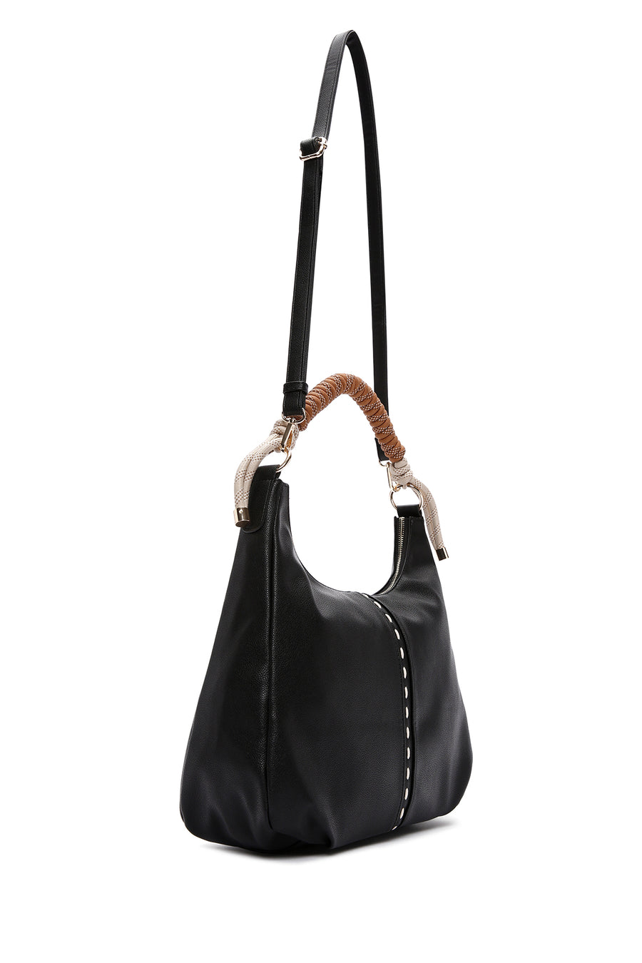 Woman Black Long Strappy Shoulder Bag