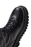 Women's Black Leather Flat Boots | Derimod