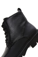 Men's Black Leather Zippered Boots | Derimod