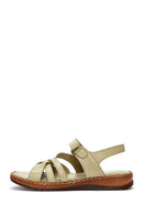 Women's Green Leather Comfort Sandals | Derimod