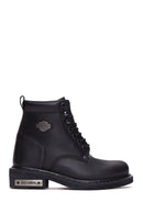 Harley Davidson Women's Black Leather Gibson Combat Boots | Derimod