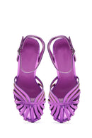 Women's Purple Ankle Strap Thin Heel Sandals | Derimod