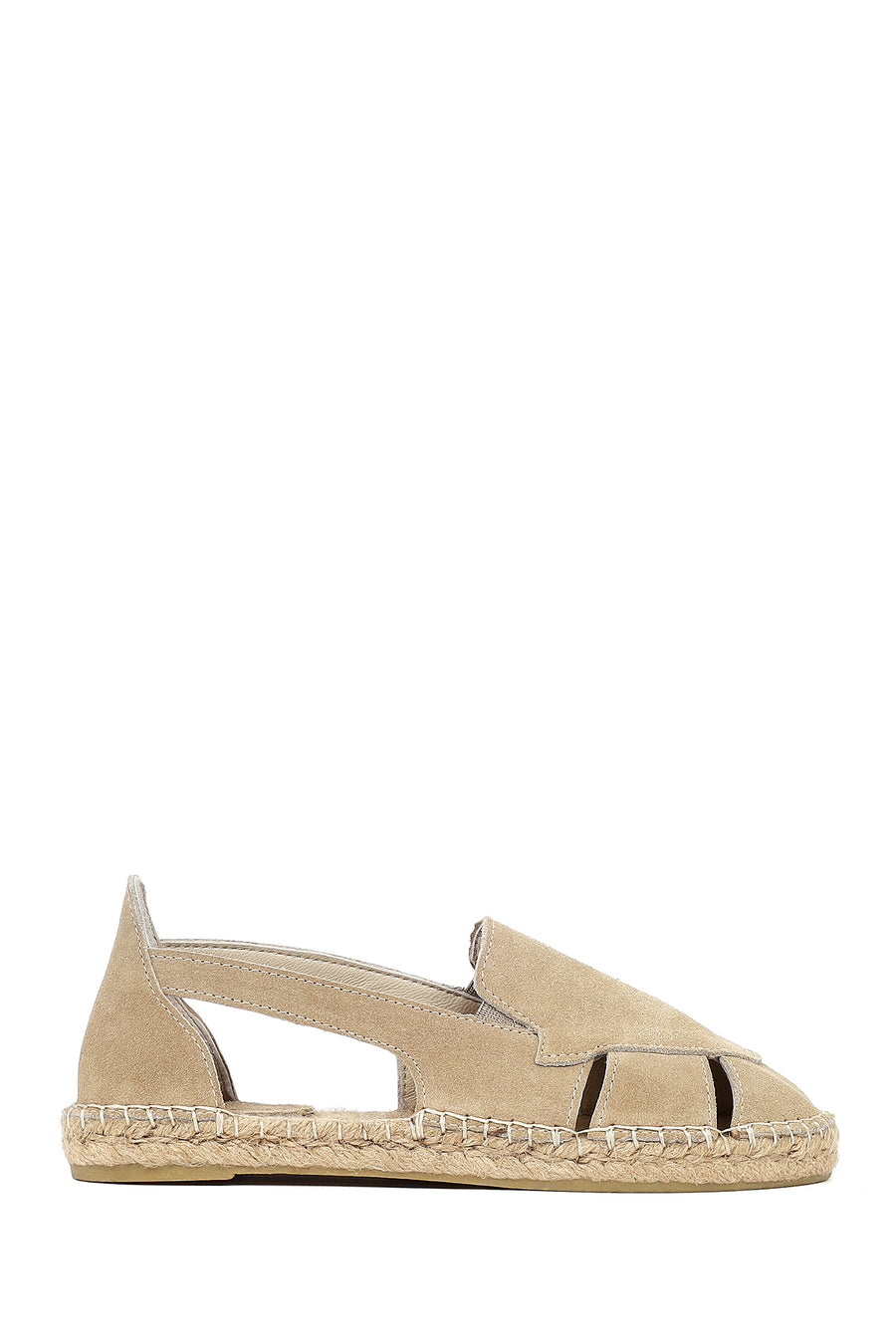 Woman Beige Suede Leather Espadrille Sandals 26SFD205410 | Derimod