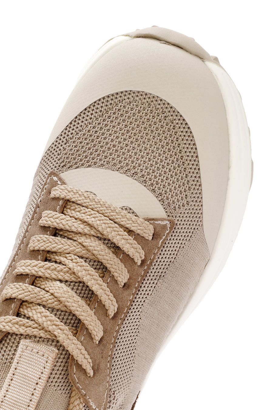 Derimod Zero Men's Beige Lace-Up Thick Soled Fabric Sneaker