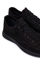 Erkek Siyah Bağcıklı Kalın Tabanlı Nubuk Deri Casual Sneaker | Derimod
