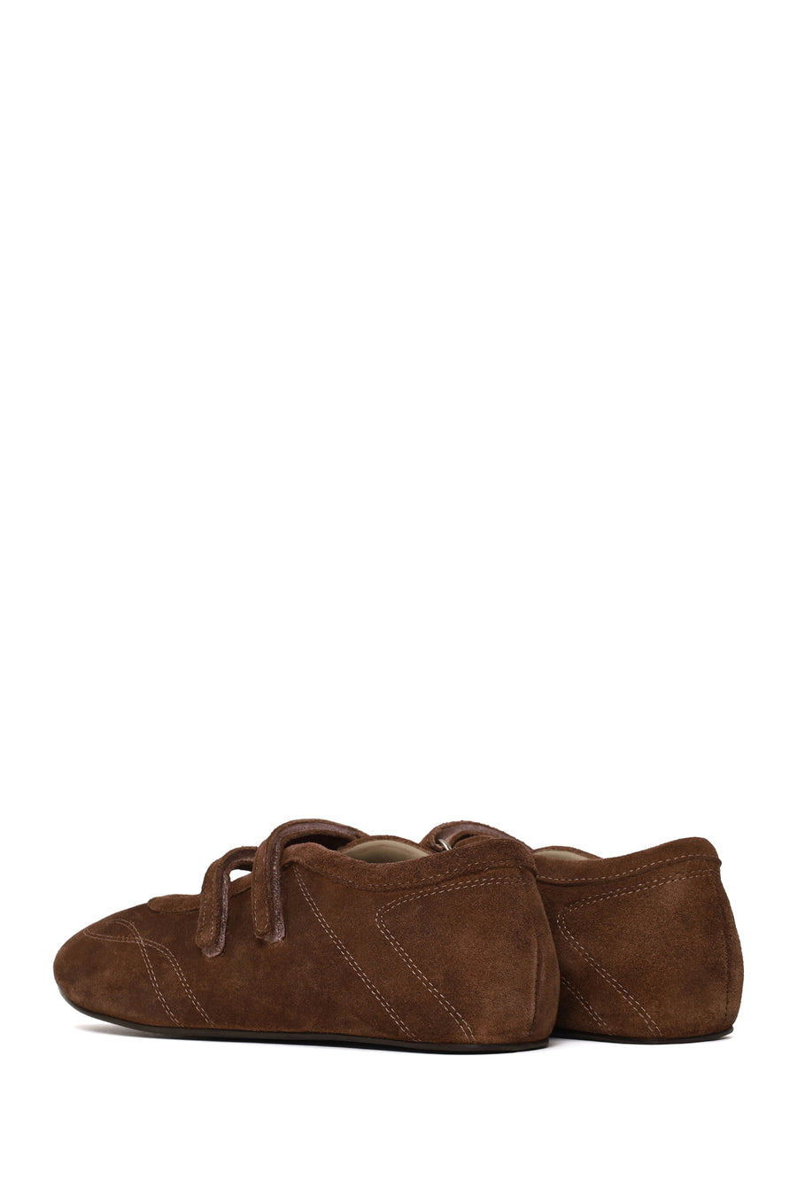 Woman Brown Double-Strap Suede Leather Ballet Flat