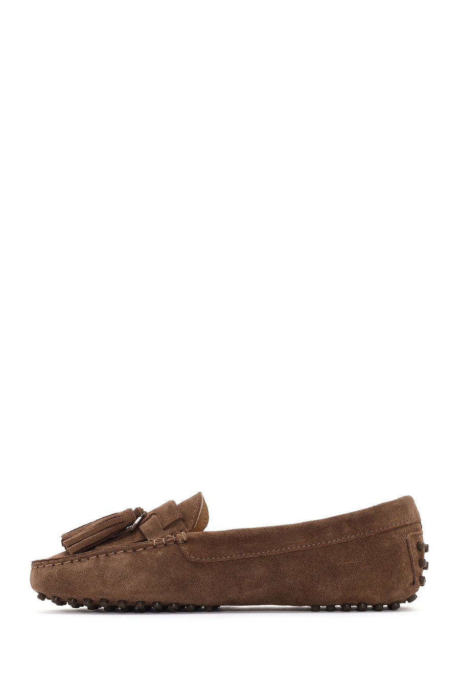 Women's Tan Tassel Suede Leather Loafer