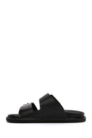 Men's Black Leather Slippers | Derimod