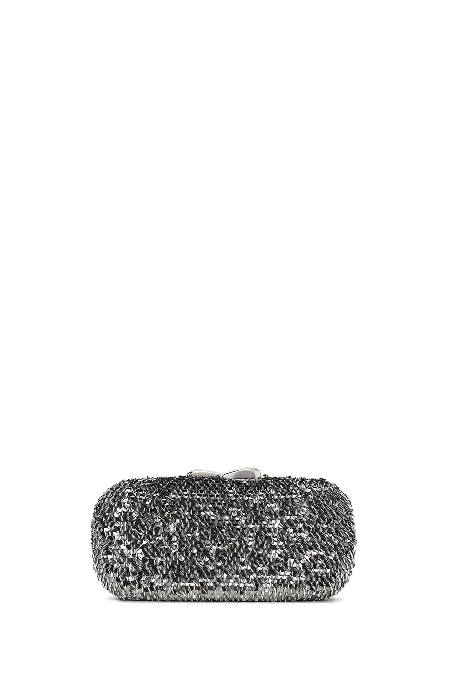 Woman Silver Chain Strap Sequin Mini Box Evening Bag