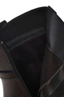 Woman Black Zip Closure Thick-Heeled Leather Boots | Derimod