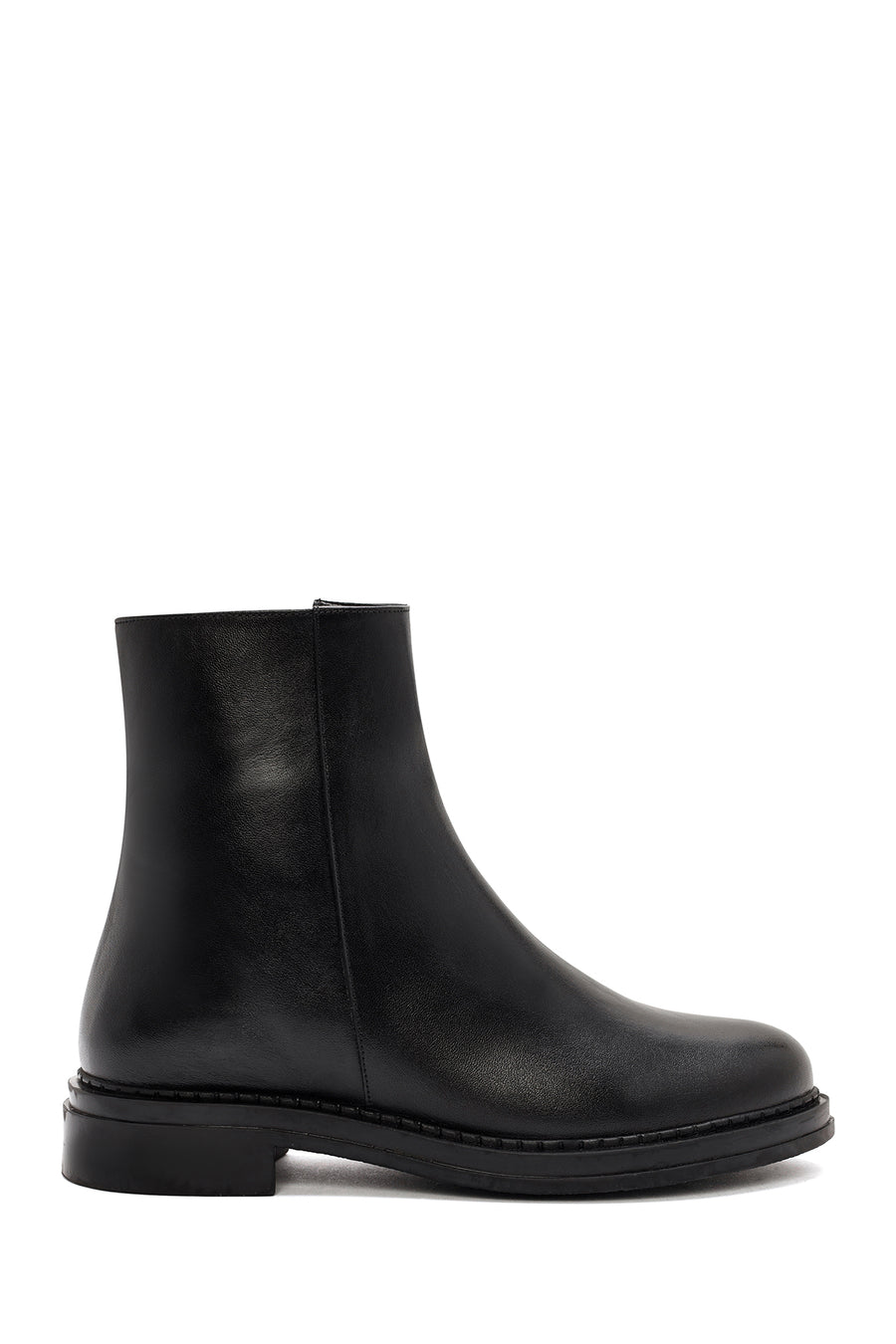 Woman Black Zip Closure Leather Boots WF410005DV | Derimod
