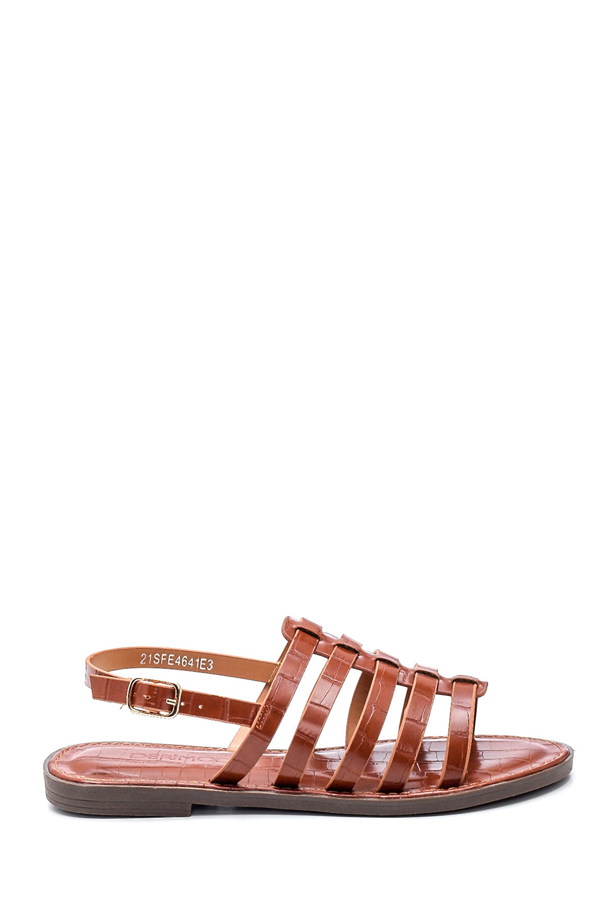 Women's Tan Crocodile Flat Sandals 21SFE4641E3 | Derimod