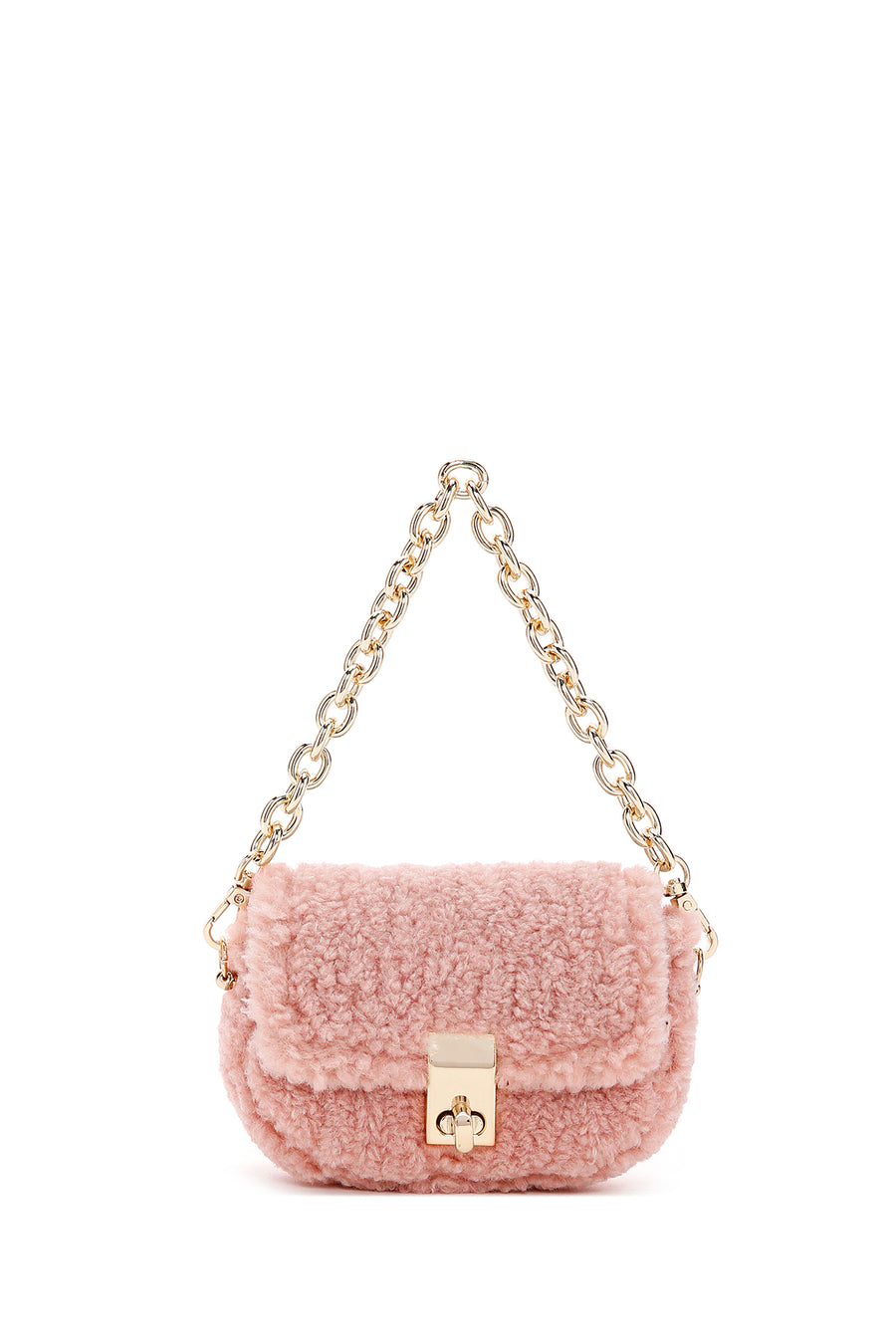 Kadın Pembe Peluş Mini Çapraz Çanta