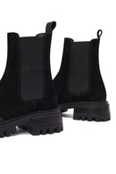 Woman Black Thick-Soled Suede Chelsea Boots | Derimod