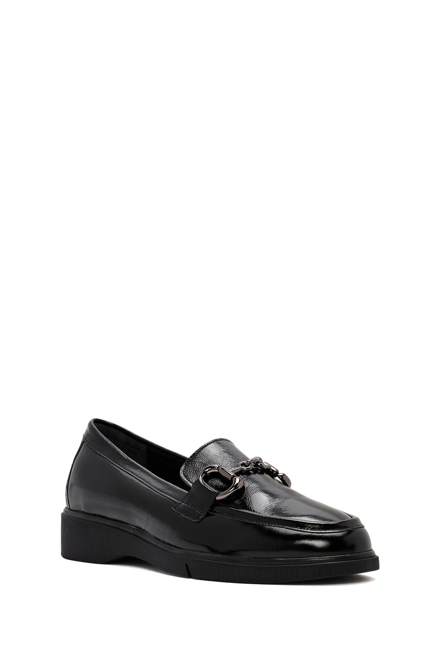 Kadın Siyah Tokalı Rugan Deri Comfort Loafer