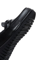 Women's Black Leather Wedge Heel Comfort Shoes | Derimod