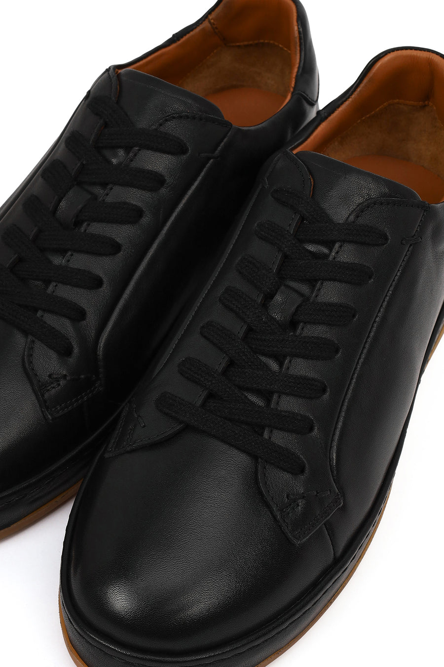 Men's Black Lace-up Leather Sneaker