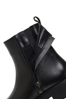 Woman Black Zip Closure Leather Boots | Derimod