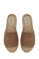 Women's Beige Leather Slippers | Derimod