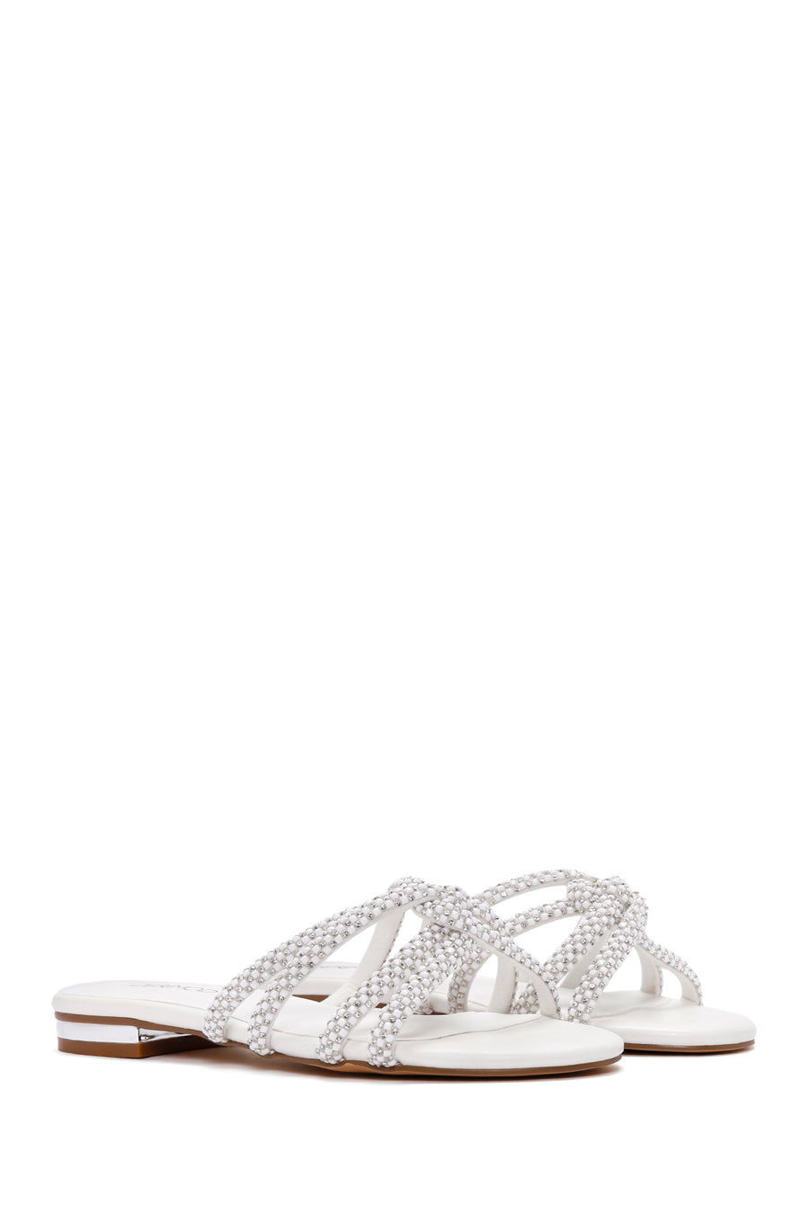 Women's White Stone Slippers