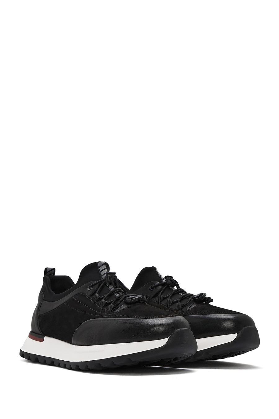 Men's Black Lace-up Leather Sneaker