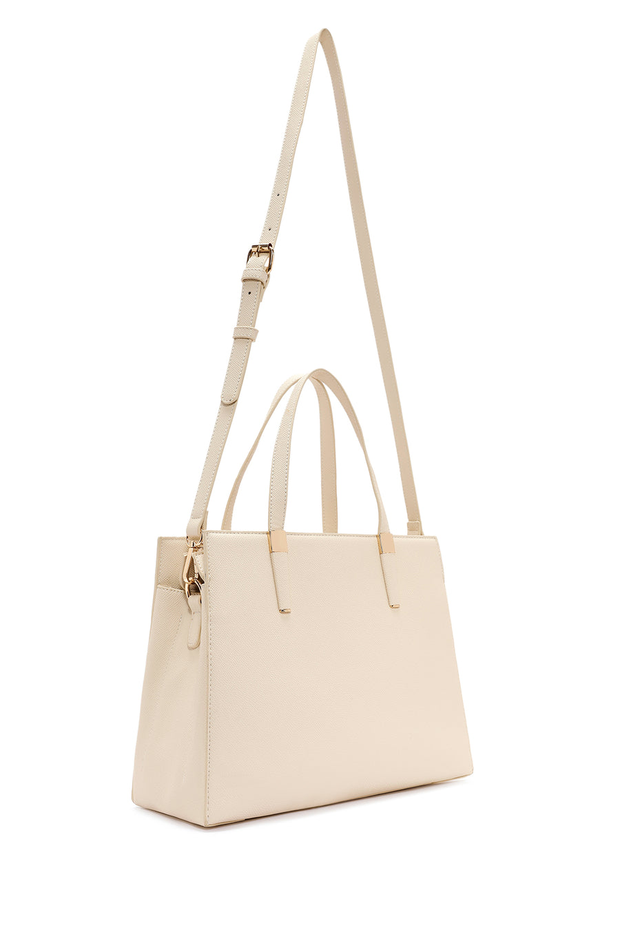 Women's Cream Long Strap Classic Handbag