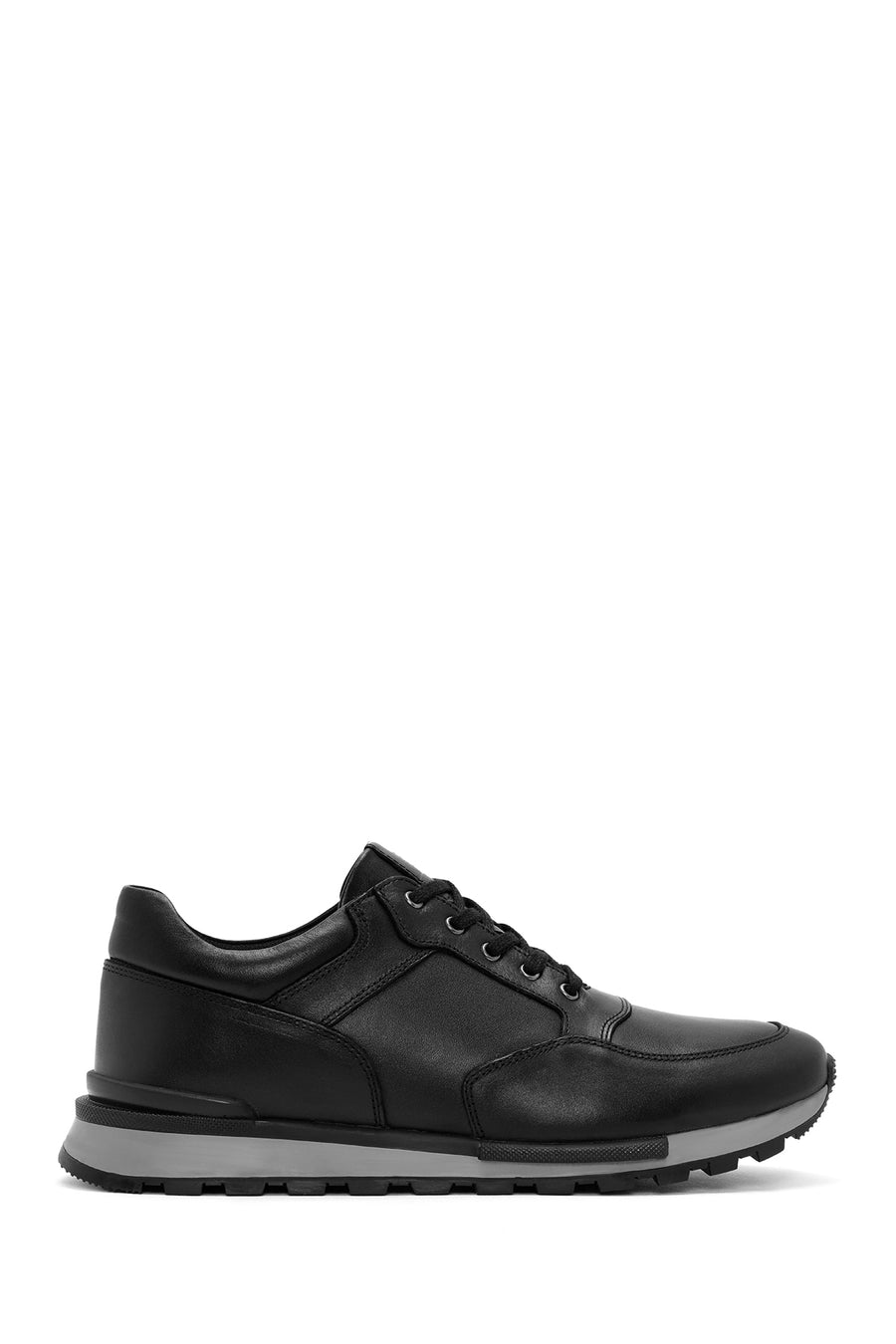 Erkek Siyah Bağcıklı Deri Casual Sneaker 25WFD674218 | Derimod