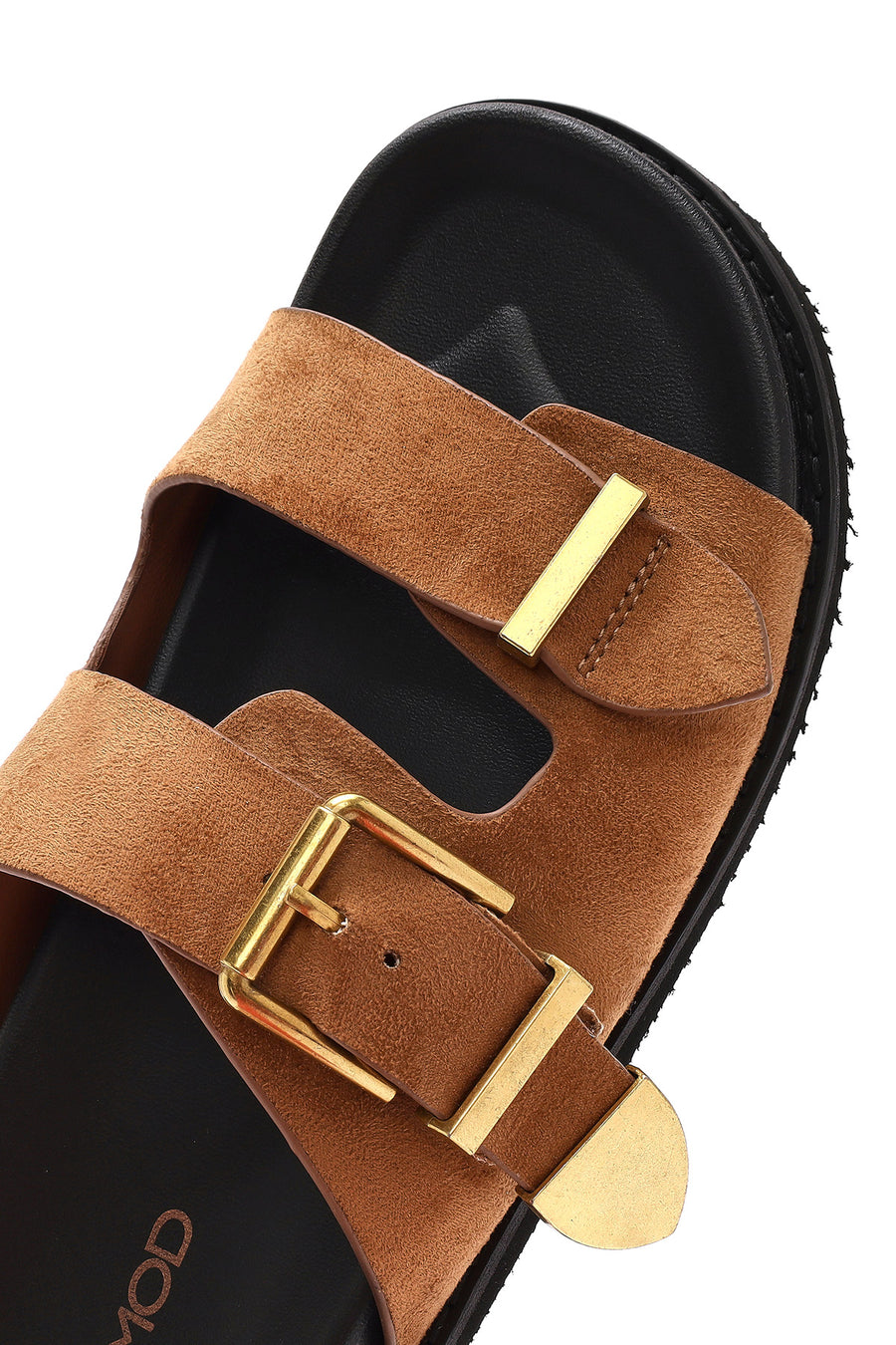 Women's Brown Buckled Suede Slippers