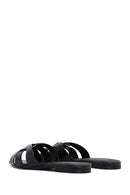 Women's Black Leather Slippers | Derimod