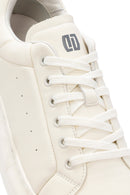 Men's White Lace-up Thick-Sole Leather Sneaker | Derimod