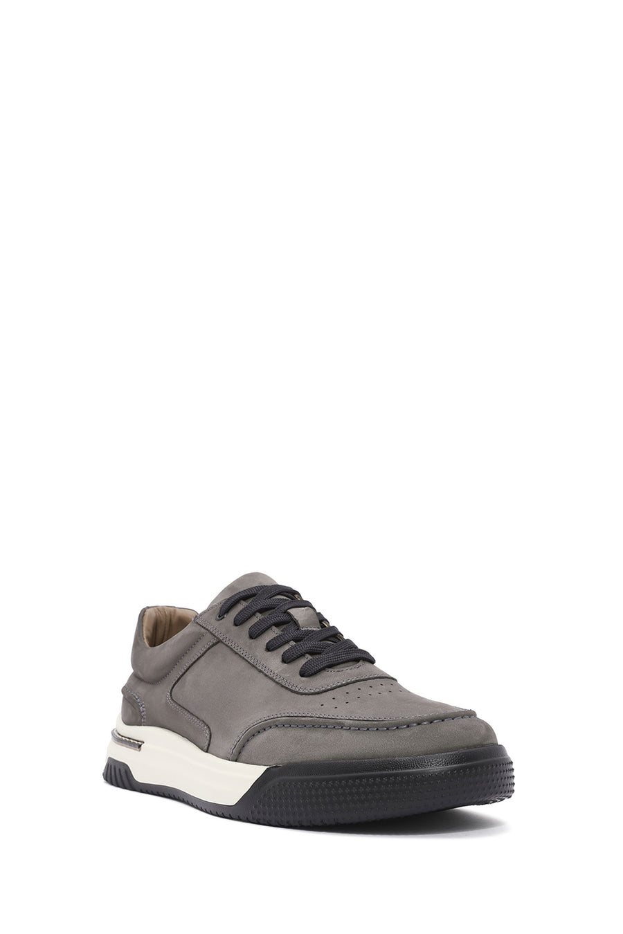 Erkek Gri Bağcıklı Nubuk Deri Sneaker
