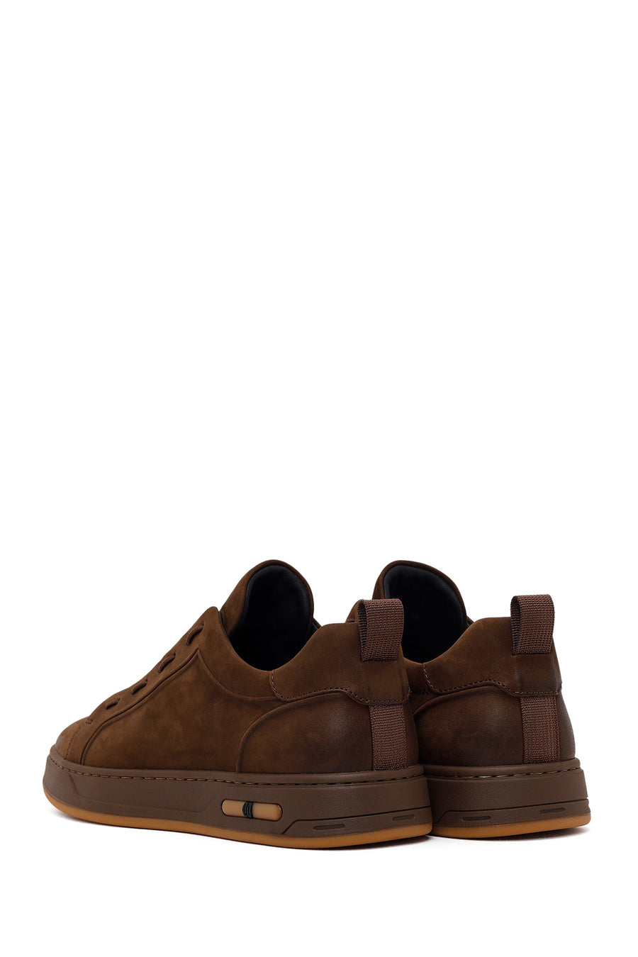 Erkek Kahverengi Bağcıklı Nubuk Deri Sneaker