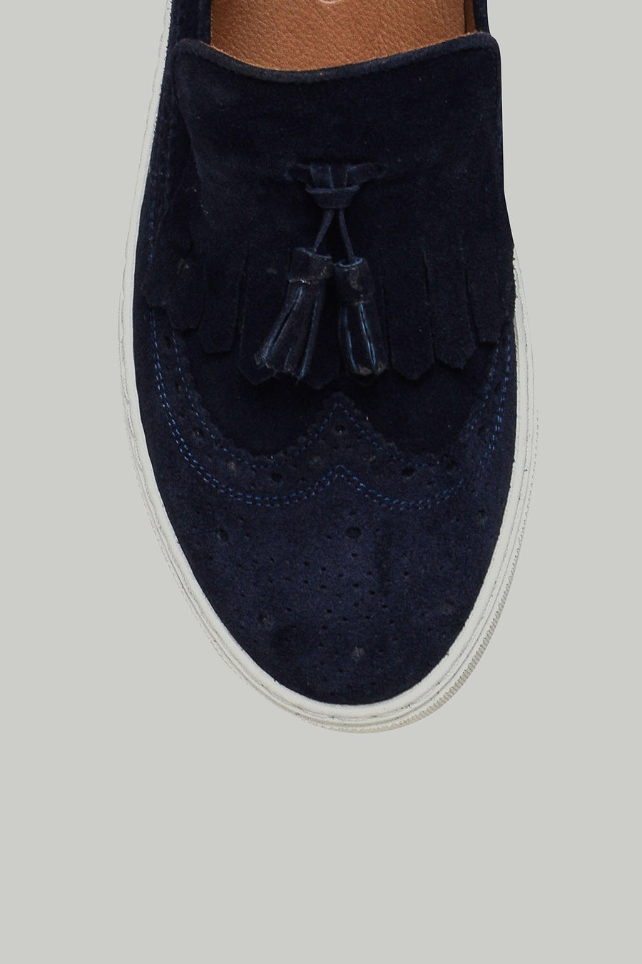Navy Blue Suede Men's Leather Loafer