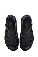 Men's Black Leather Casual Sandals | Derimod