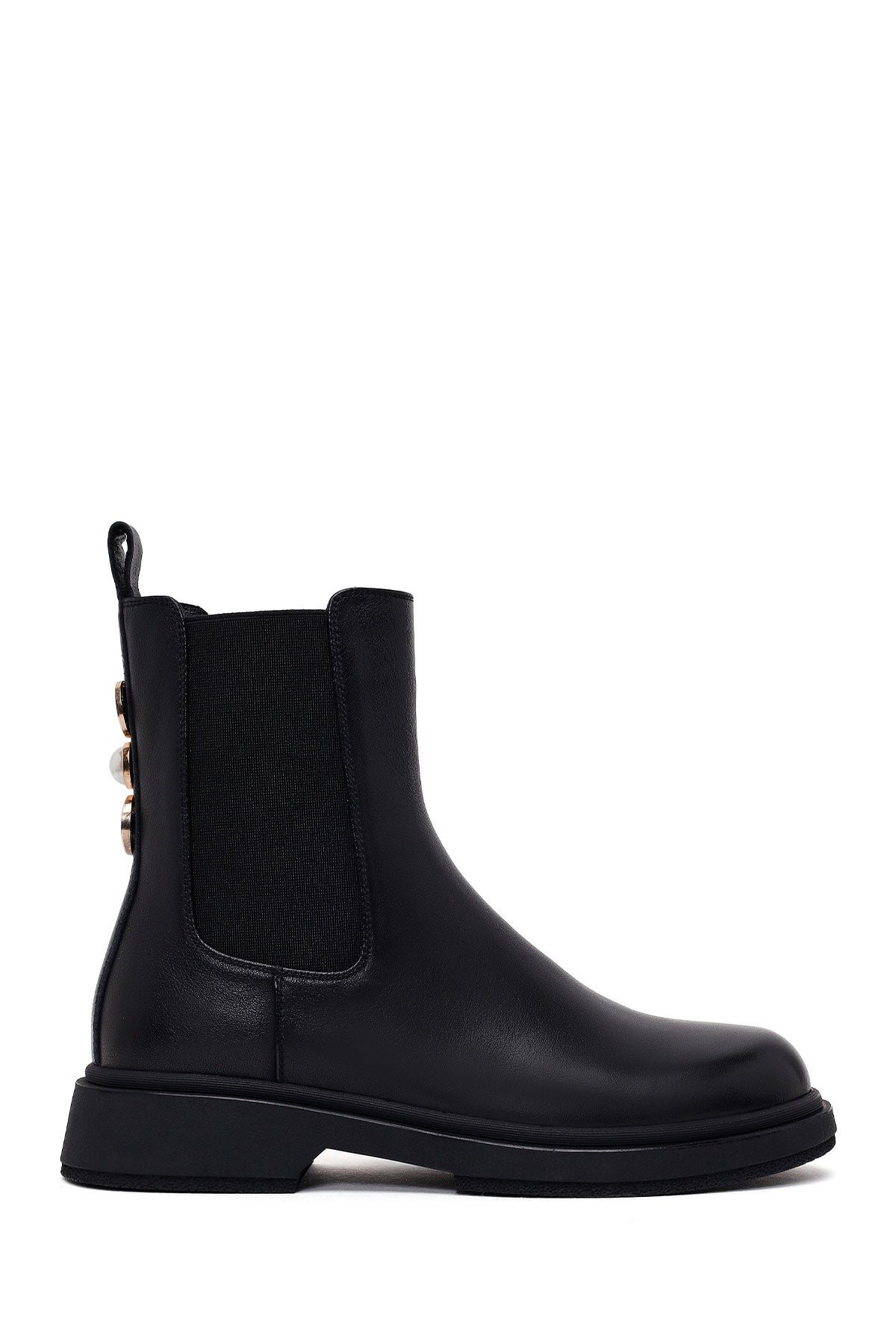Woman Black Metal Detailed Leather Chelsea Boots WF530023DV | Derimod
