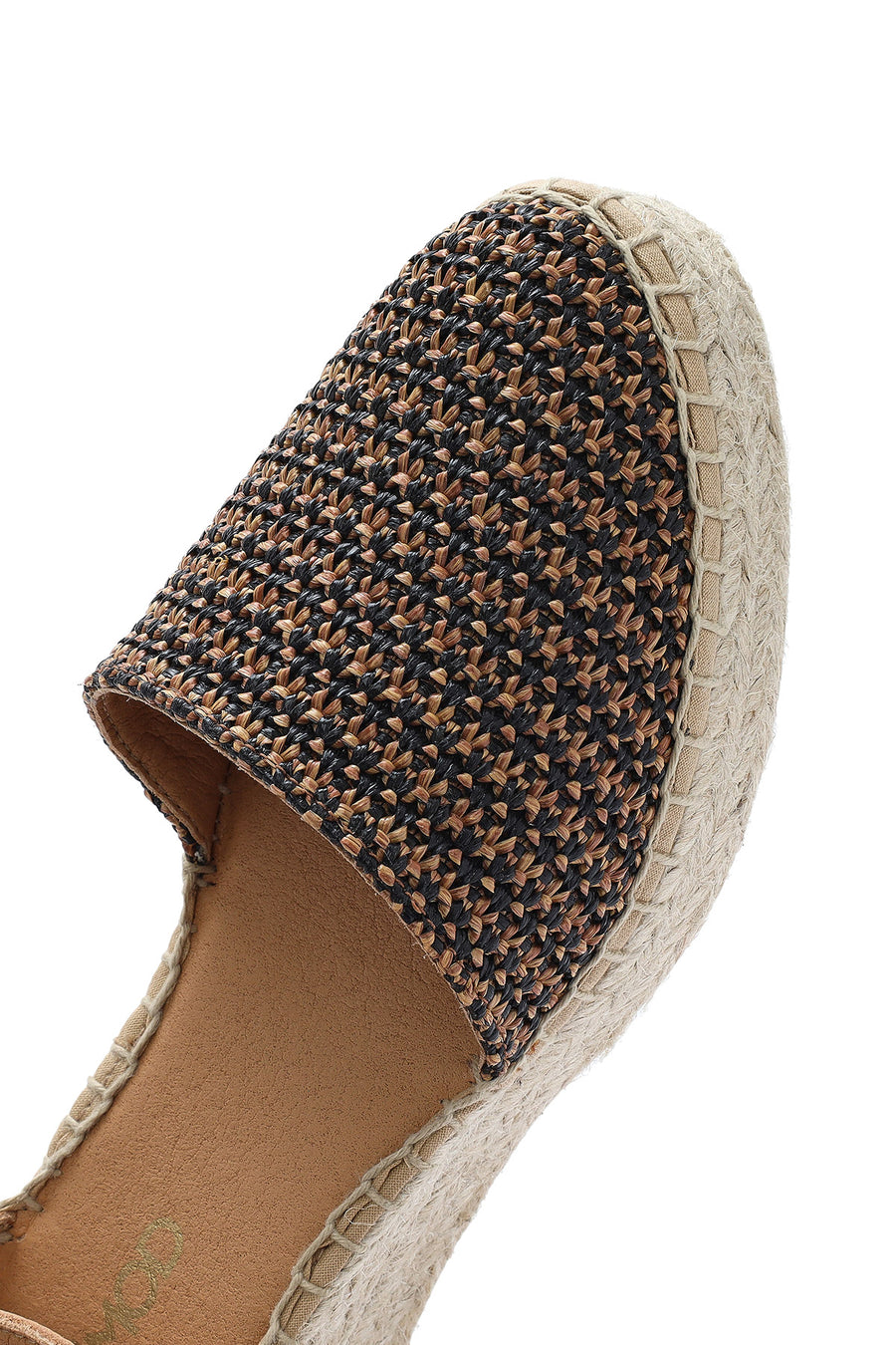 Women's Tan Ankle Buckle Wedge Heeled Straw Leather Espadrille Sandals