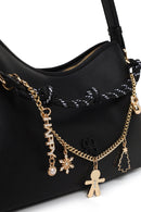 Woman Black Charmed Shoulder Bag | Derimod