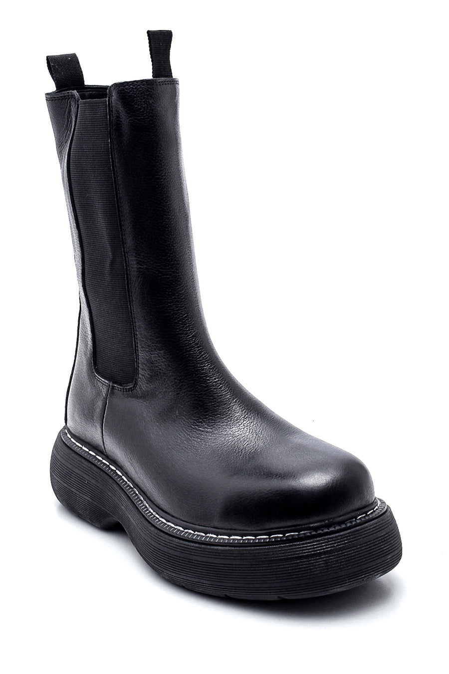Women's Leather Thick Soled Long Chelsea Boots