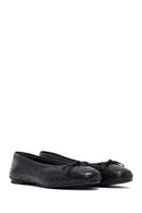 Woman Black Patterned Leather Babet | Derimod
