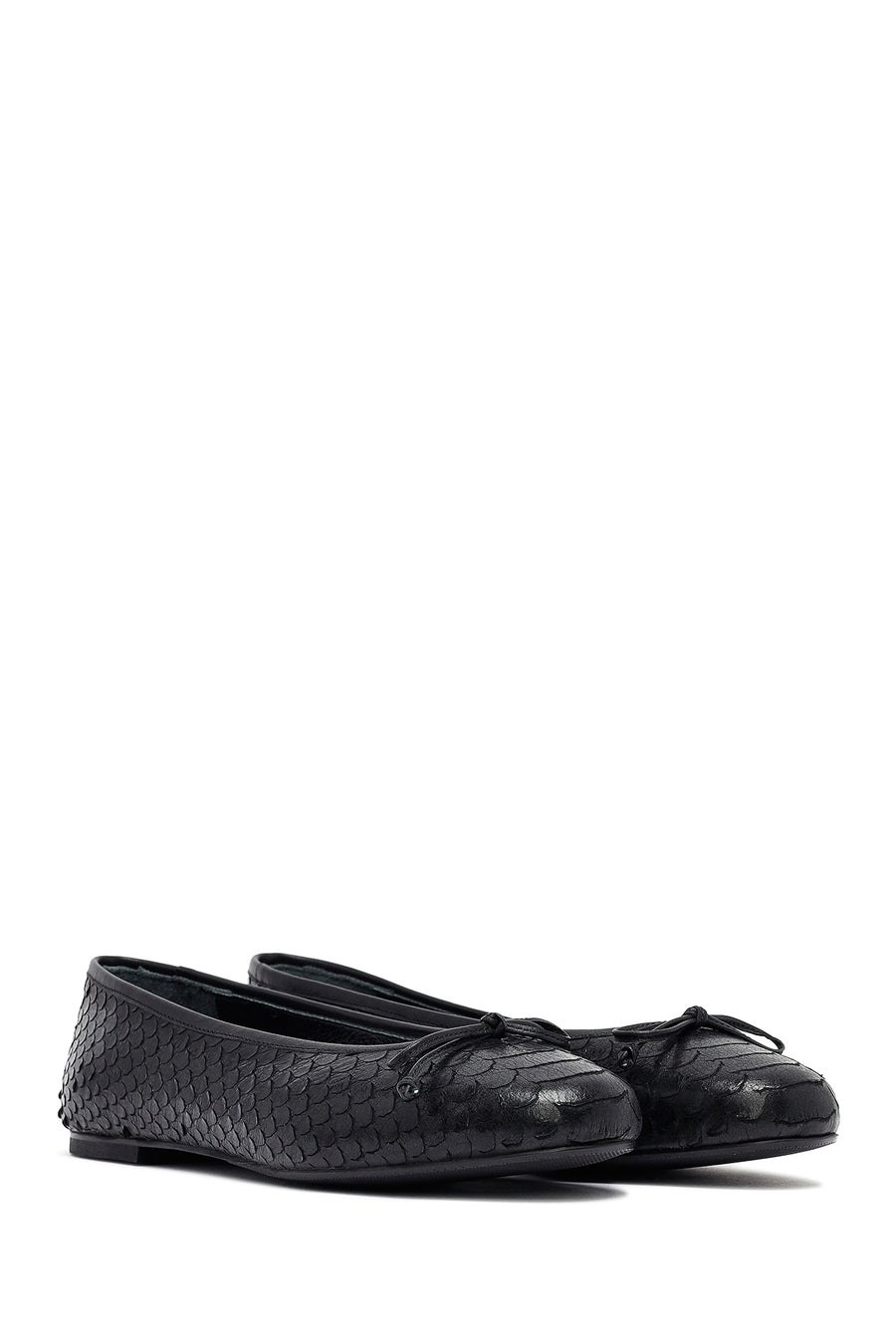 Woman Black Patterned Leather Babet