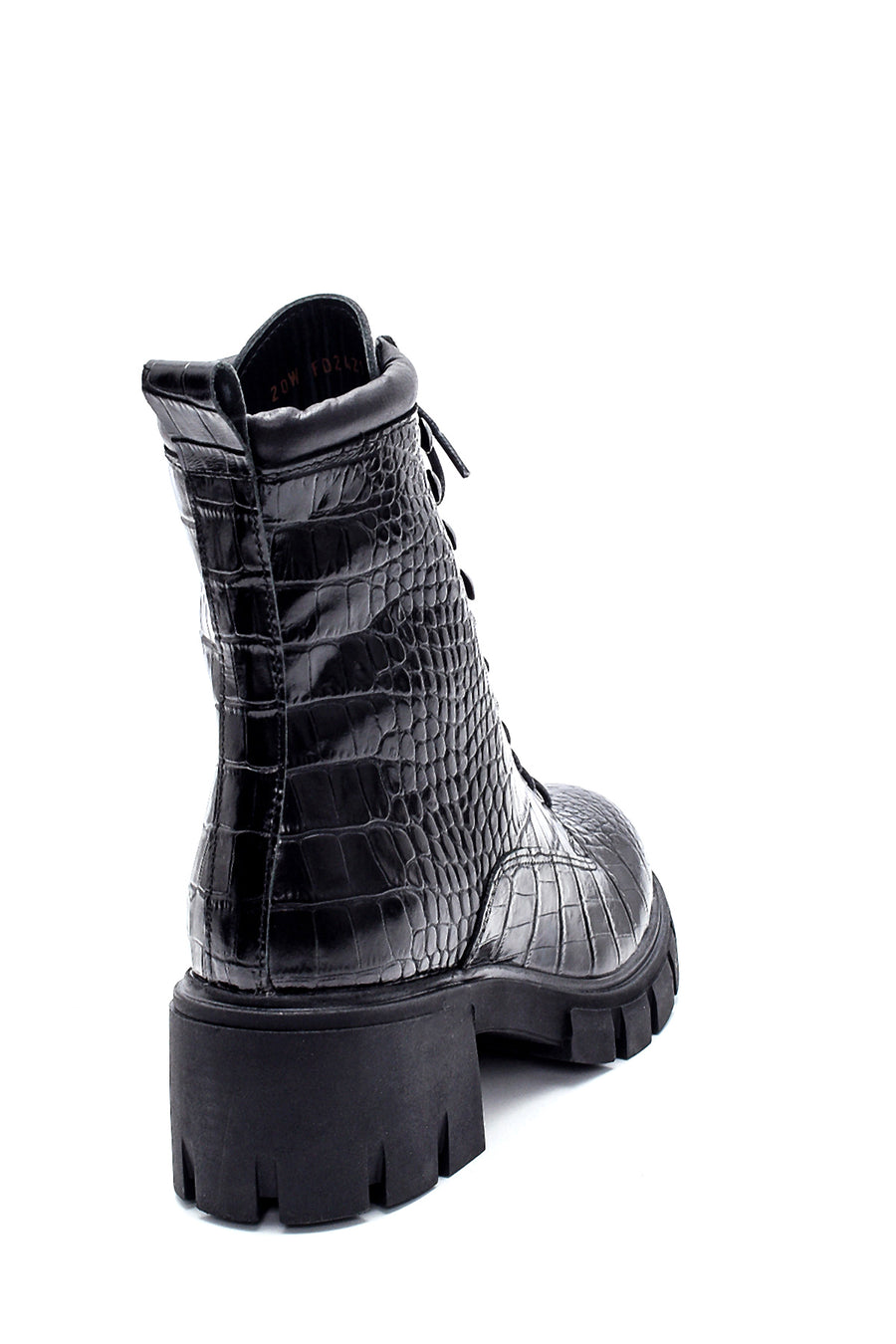 Women's Leather Crocodile Pattern Medium Heeled Boots