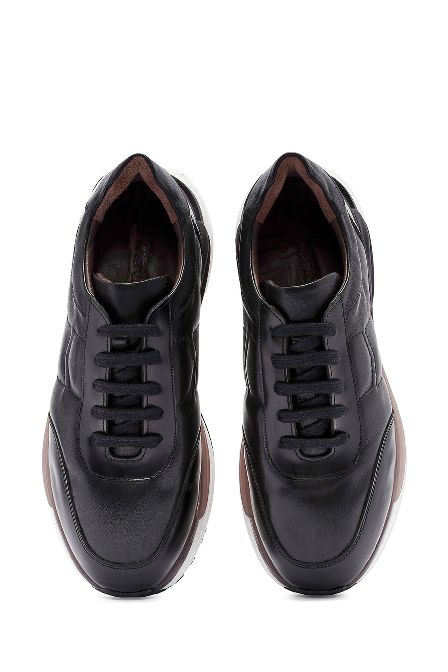 Men's Black Lace-up Leather Sneaker
