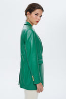 Dalida Women's Green Leather Jacket | Derimod