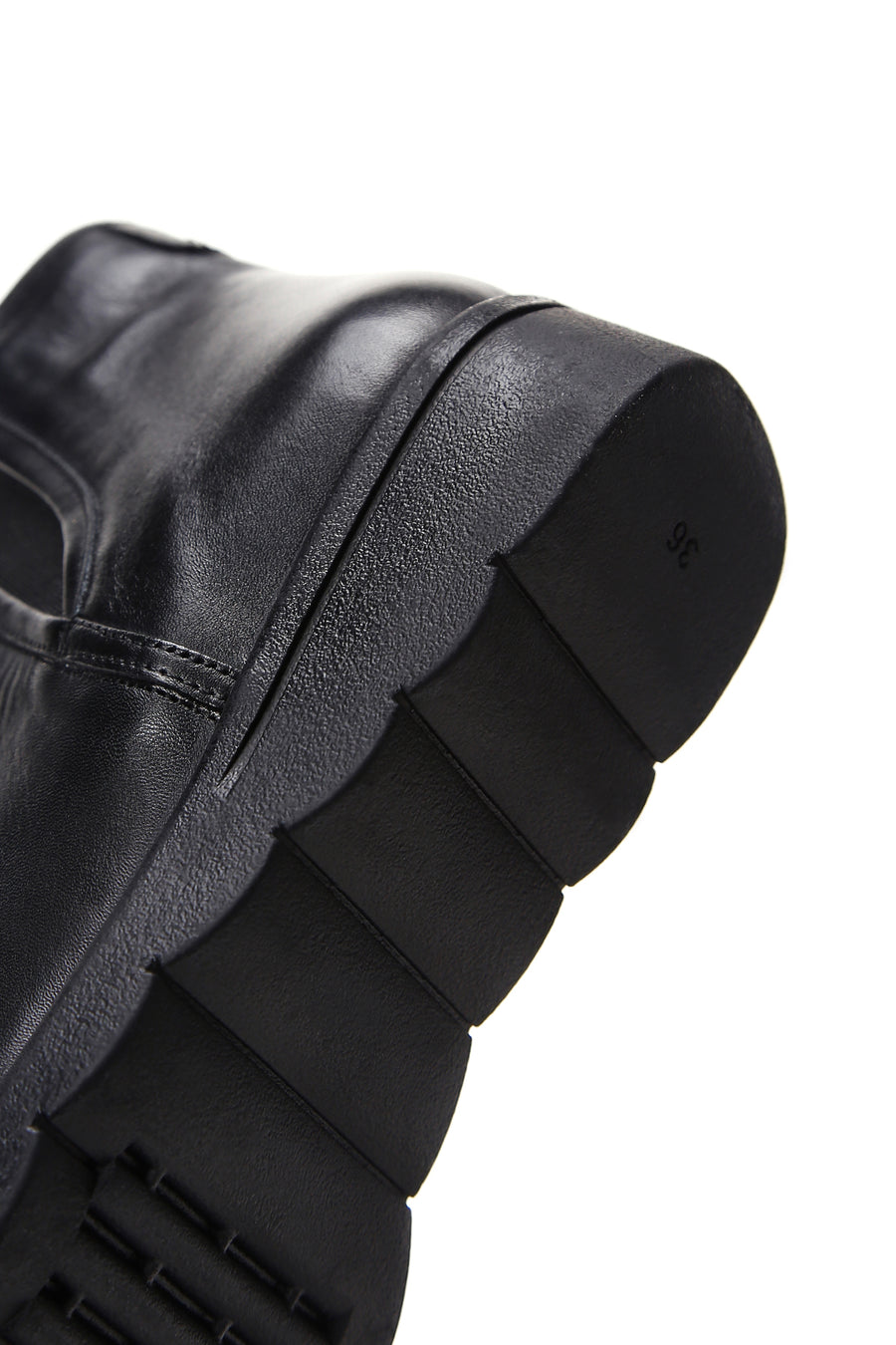 Women's Black Leather Wedge Heel Boots