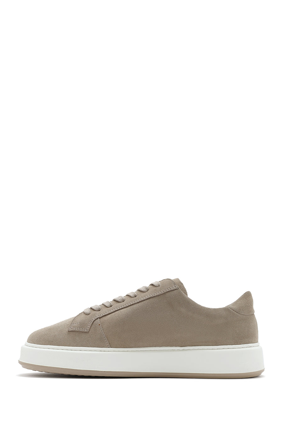 Erkek Bej Bağcıklı Kalın Tabanlı Süet Deri Sneaker