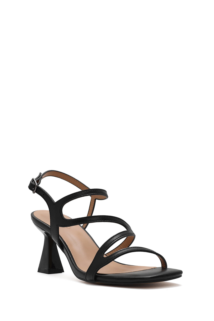 Women's Black Back Tie Thin Heel Sandals