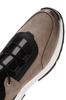 Erkek Vizon Bağcıklı Nubuk Deri Casual Sneaker | Derimod